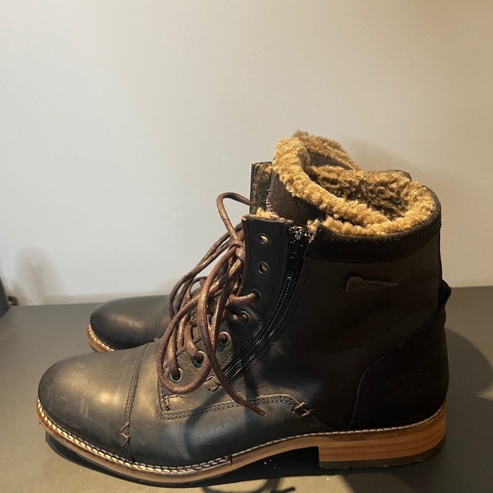 Steve Madden Chara Trooper Black Leather Chukka Boots Lace Up Ankle Mens Size 9